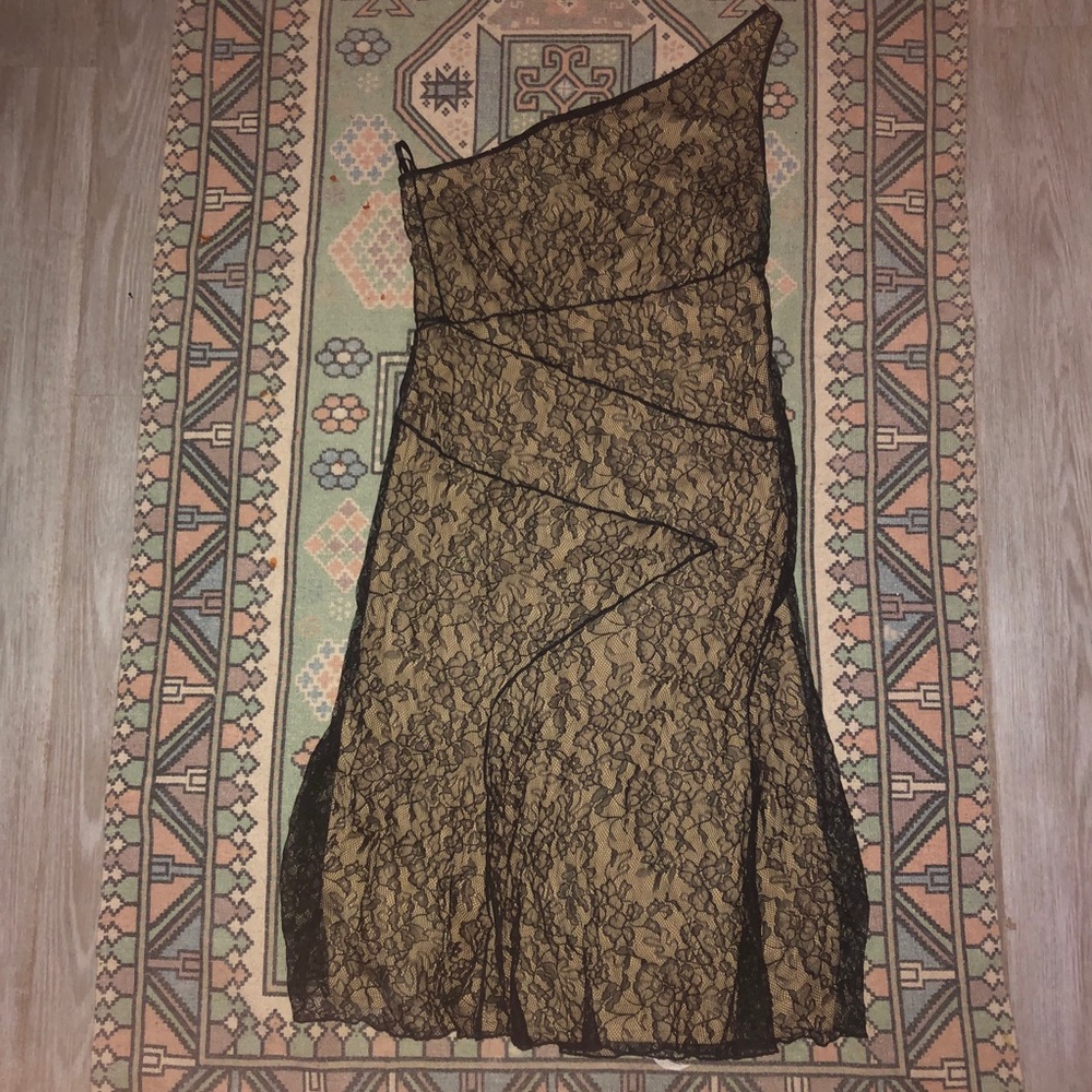 Black lace dress with slip underneath